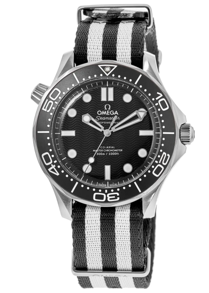 Seamaster 300 Automatic Black Dial Fabric Strap Men's Watch 210.32.42.20.01.005