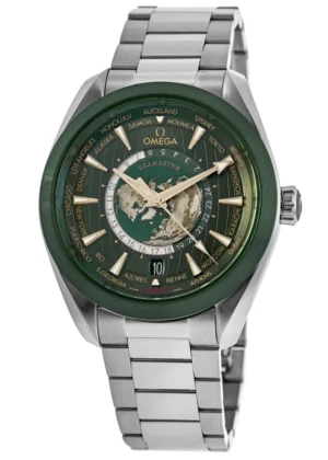 Seamaster Aqua Terra 150m GMT Worldtimer Automatic Green Dial Steel Men's Watch 220.30.43.22.10.001