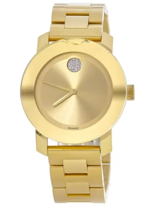 Bold Champagne Crystal Dial Yellow Gold Tone Steel Women's Watch 3600104-PO