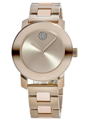 Bold Ceramic Rose Gold-tone Metallic Dial Women's Watch 3600639-PO