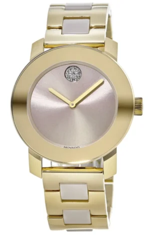 Bold Ceramic Beige Dial Gold Tone Steel Women's Watch 3600640-PO