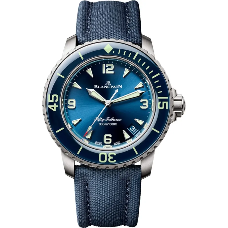 Fifty Fathoms Automatic Blue Dial Titanium Fabric Strap Men's Watch 5010-12B40-O52A