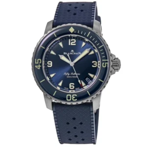 Fifty Fathoms Automatic Blue Dial Titanium Rubber Strap Men's Watch 5010-12B40-O64B
