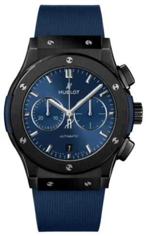 Classic Fusion Chronograph Ceramic Automatic Blue Dial Rubber Strap Men's Watch 541.CM.7170.RX