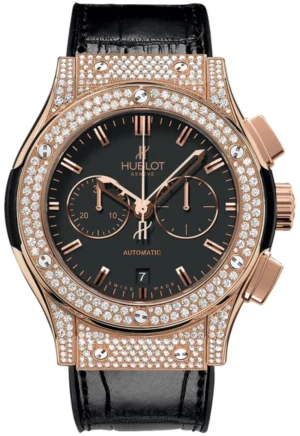 Classic Fusion Chronograph Diamond Black Dial Leather Strap Men's Watch 541.OX.1180.LR.1704