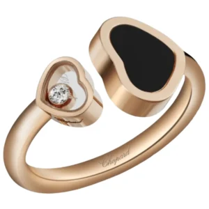 Happy Hearts 18K Rose Gold, Diamond and Onyx Women's Ring 829482-5200