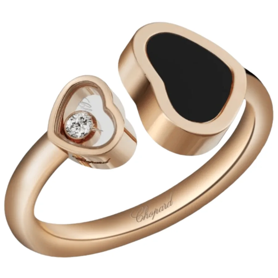 Happy Hearts 18K Rose Gold, Diamond and Onyx Women's Ring 829482-5200