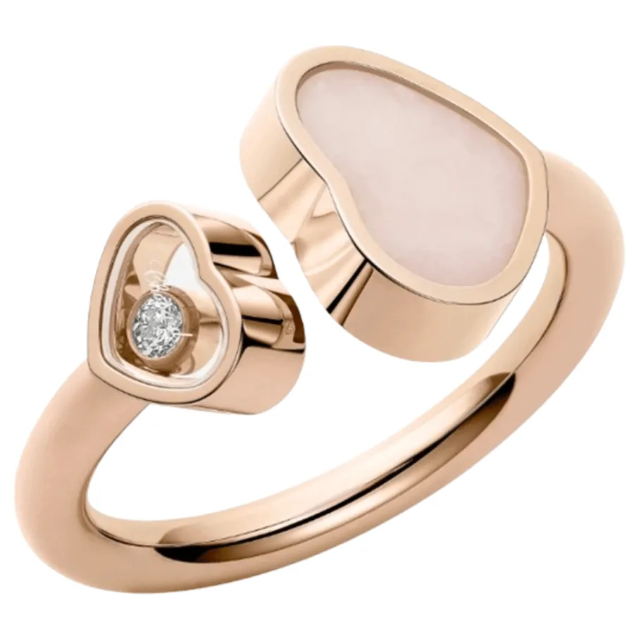 Happy Hearts 18K Rose Gold, Diamond and Pink Opal Women's Ring 829482-5620