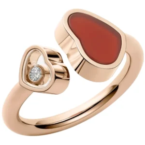 Happy Hearts 18K Rose Gold, Diamond and Carnelian Size 62 Women's Ring 829482-5820