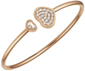 Happy Hearts 18K Rose Gold and Diamond Bangle Size L Women's Bracelet 857482-5911
