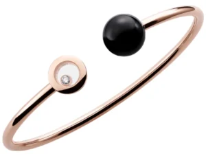 Happy Diamonds Planet 18K Rose Gold, Diamond and Onyx Size M Women's Bracelet 85A619-5202