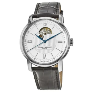 Classima Automatic Silver Open Dial Leather Strap Men's Watch 8688
