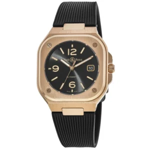 BR 05 (40 MM) Gold Black Dial Rose Gold Black Rubber Strap Men's Watch BR05A-BL-PG/SRB