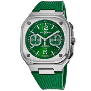 BR 05 Chronograph 42mm Automatic Green Dial Rubber Strap Men's Watch BR05C-GN-ST/SRB