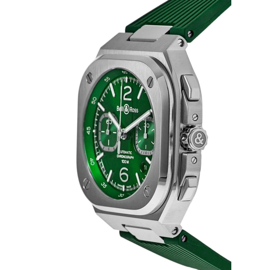 BR 05 Chronograph 42mm Automatic Green Dial Rubber Strap Men's Watch BR05C-GN-ST/SRB - Image 3