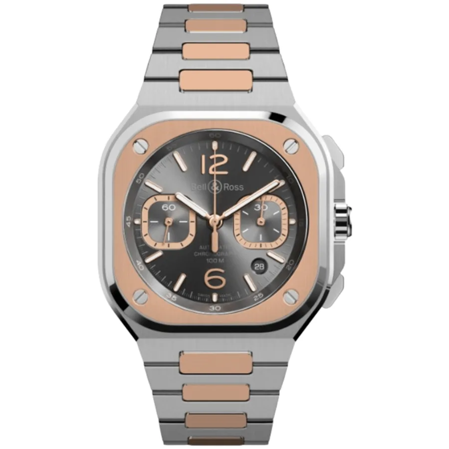 BR 05 Chronograph 42mm Automatic Black Dial 18K Rose Gold Steel Men's Watch BR05C-RTH-STPG/SSG