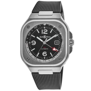 BR 05 GMT Automatic Black Dial Rubber Strap Men's Watch BR05G-BL-ST/SRB