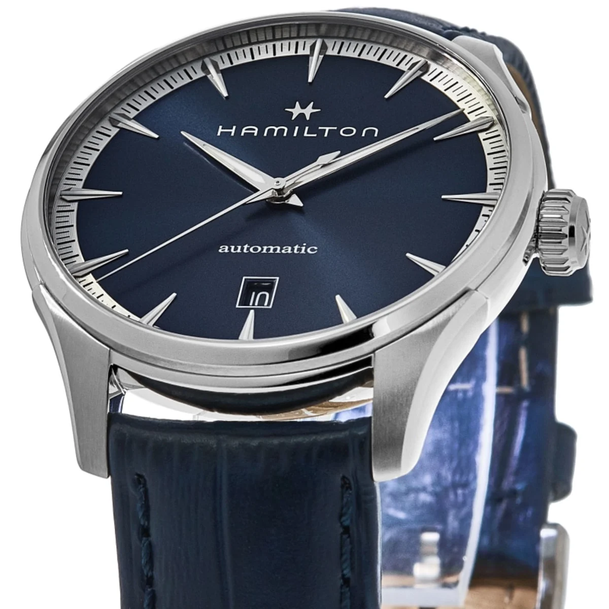 Jazzmaster Auto Blue Dial Leather Strap Men's Watch H32475640 - Image 2