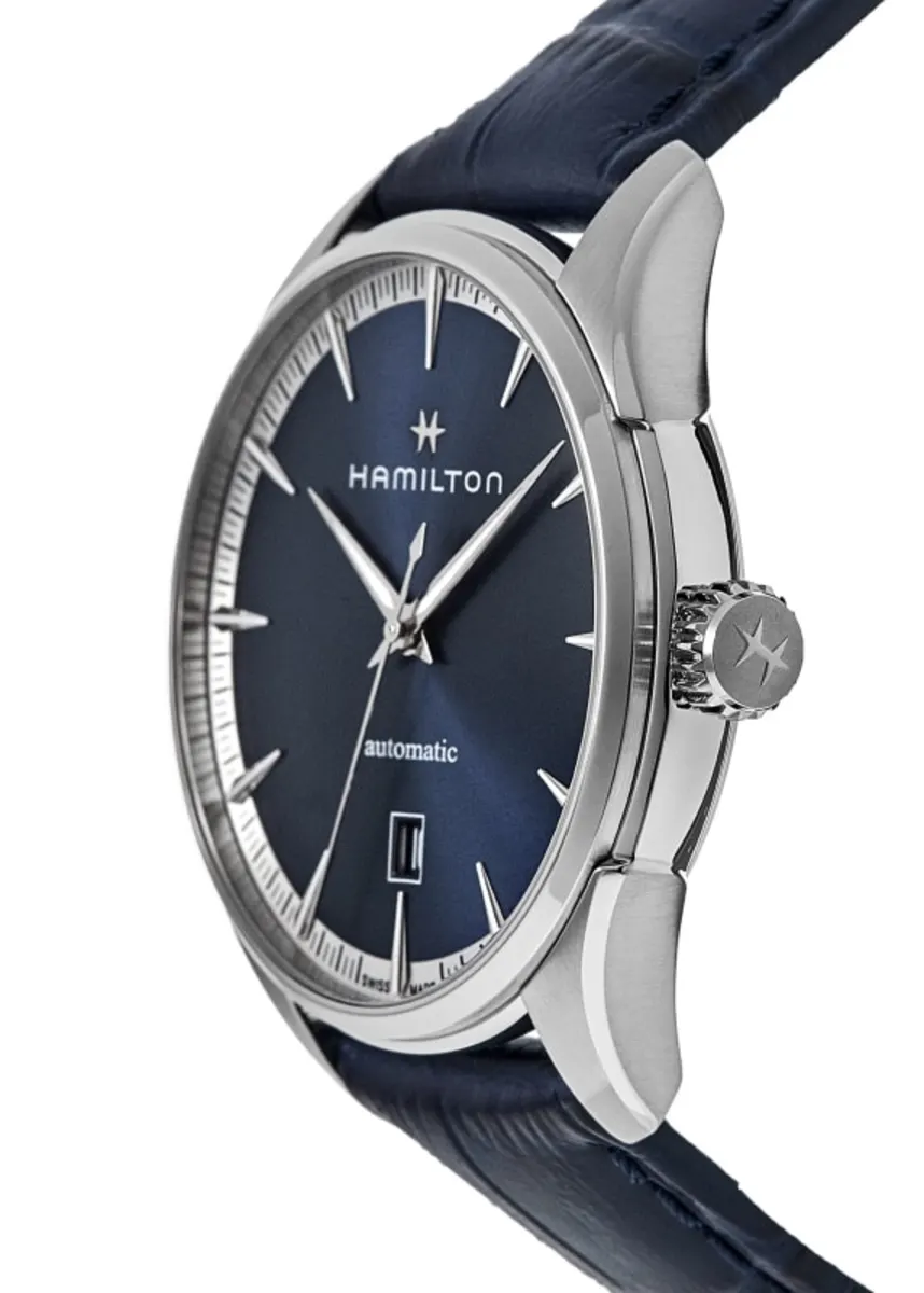 Jazzmaster Auto Blue Dial Leather Strap Men's Watch H32475640 - Image 3