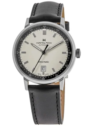 American Classic INTRA-MATIC AUTO Beige Dial Leather Strap Men's Watch H38425720