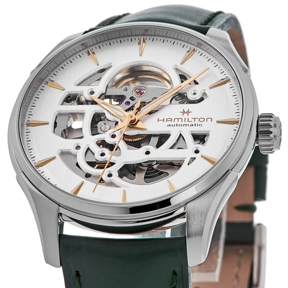 Jazzmaster Skeleton Auto White Dial Leather Strap Men's Watch H42535810 - Image 2