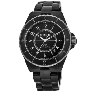 J12 Automatic Black Dial Black Ceramic Strap Women's Watch H5697