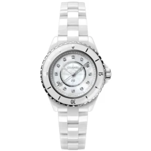 J12 Mother of Pearl Diamond Dial Ceramic Women's Watch H5704
