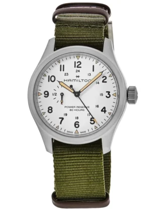 Khaki Field Mechanical Power Reserve White Dial Fabric Strap Men's Watch H69509910