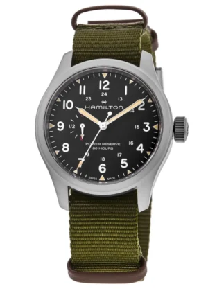 Khaki Field Mechanical Power Reserve Black Dial Fabric Strap Men's Watch H69509930