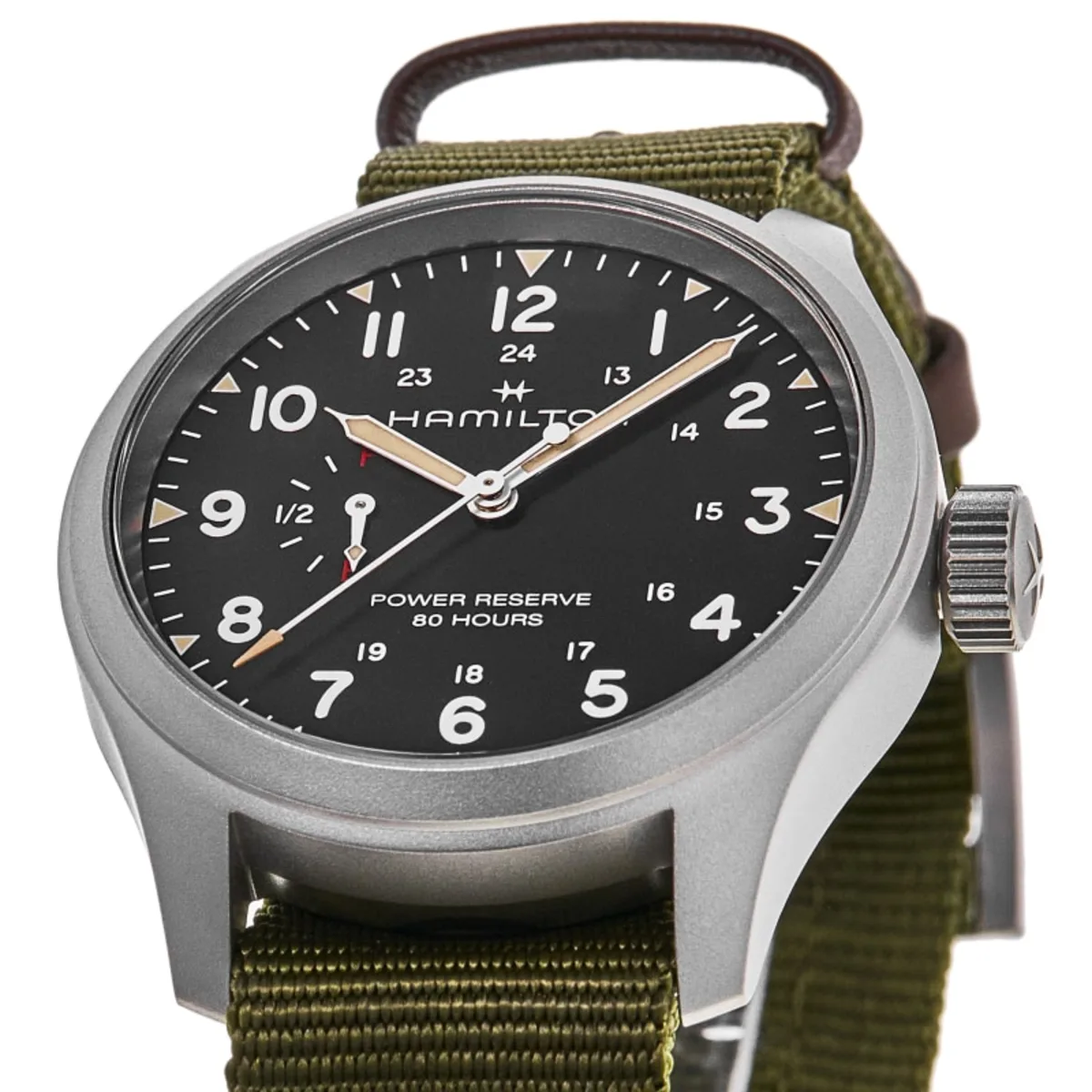 Khaki Field Mechanical Power Reserve Black Dial Fabric Strap Men's Watch H69509930 - Image 2