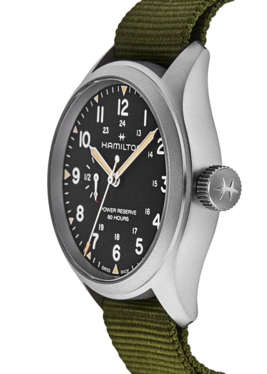 Khaki Field Mechanical Power Reserve Black Dial Fabric Strap Men's Watch H69509930 - Image 3