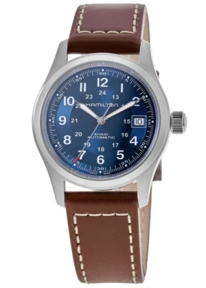 Khaki Field Auto 38MM Blue Dial Leather Strap Men's Watch H70455540