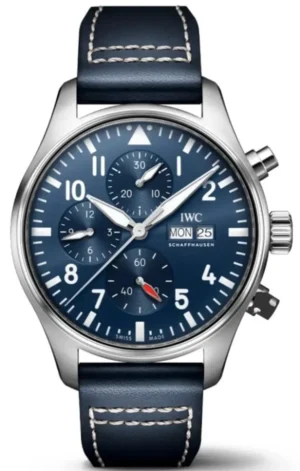 Pilot's Chronograph Blue Dial Leather Strap Men's Watch IW378003