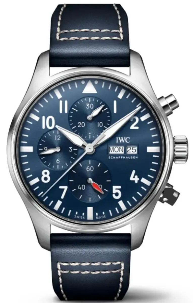 Pilot's Chronograph Blue Dial Leather Strap Men's Watch IW378003