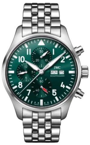 Pilot's Chronograph Automatic Green Dial Steel Men's Watch IW378006