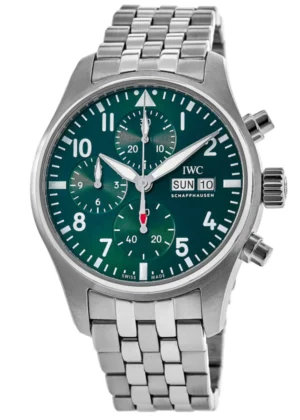 Pilot's Chronograph Green Dial Steel Men's Watch IW388104