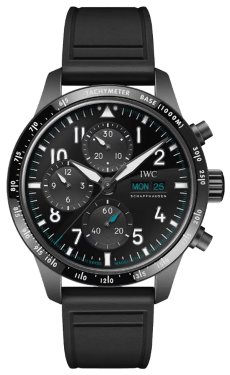 Pilot's Chronograph Performance Mercedes-AMG PETRONAS Formula One Team Automatic Black Dial Titanium Rubber Strap Men's Watch IW388306