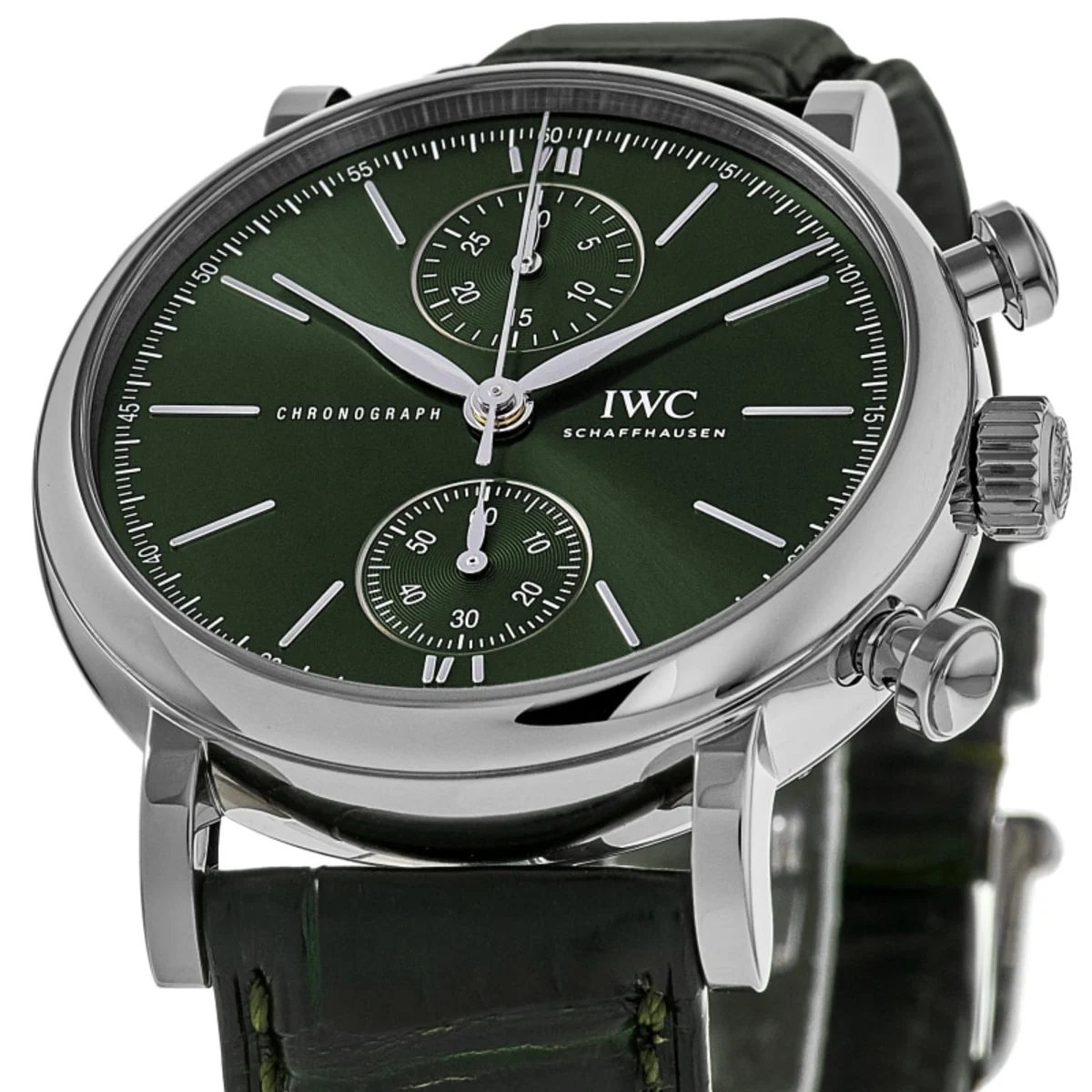 Portofino Chronograph Automatic Green Dial Leather Strap Men's Watch IW391405 - Image 2