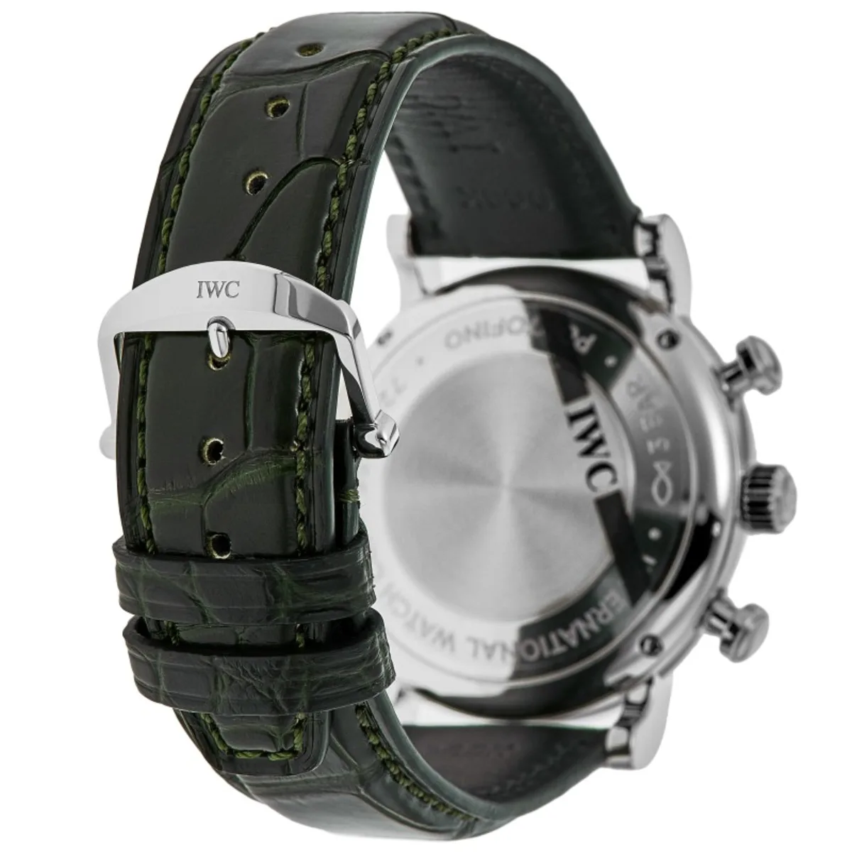 Portofino Chronograph Automatic Green Dial Leather Strap Men's Watch IW391405 - Image 4