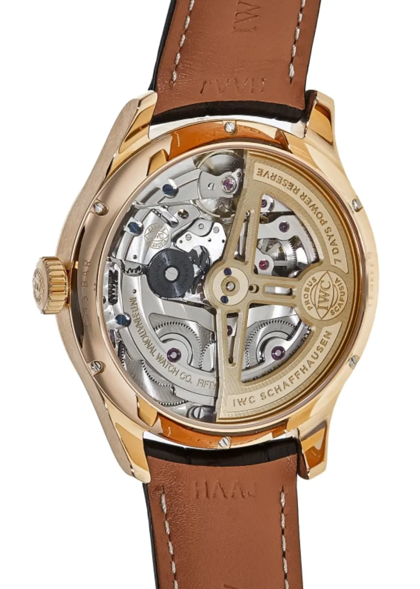 Portugieser Perpetual Calendar 18kt Rose Gold Silver Dial Leather Strap Men's Watch IW503302 - Image 3