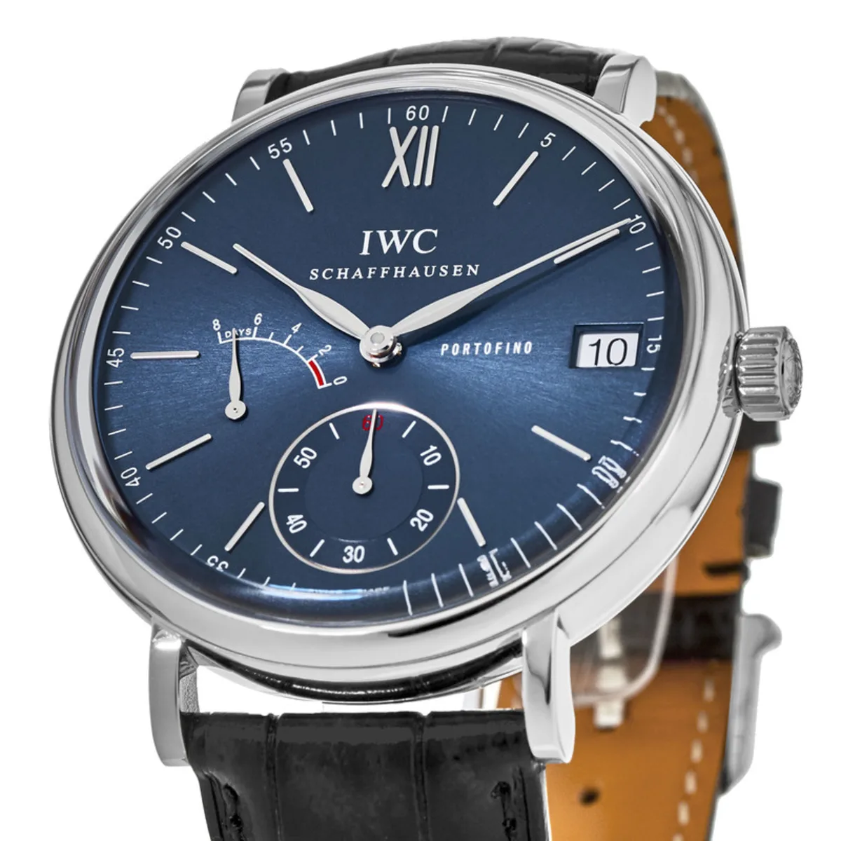 Portofino Hand Wound Eight Days Blue Dial Leather Strap Men's Watch IW510106 - Image 2