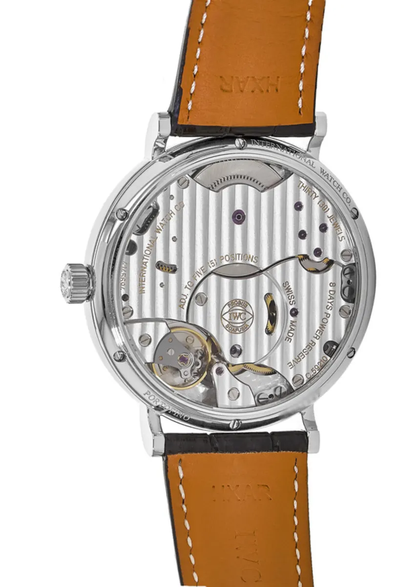 Portofino Hand Wound Eight Days Blue Dial Leather Strap Men's Watch IW510106 - Image 3