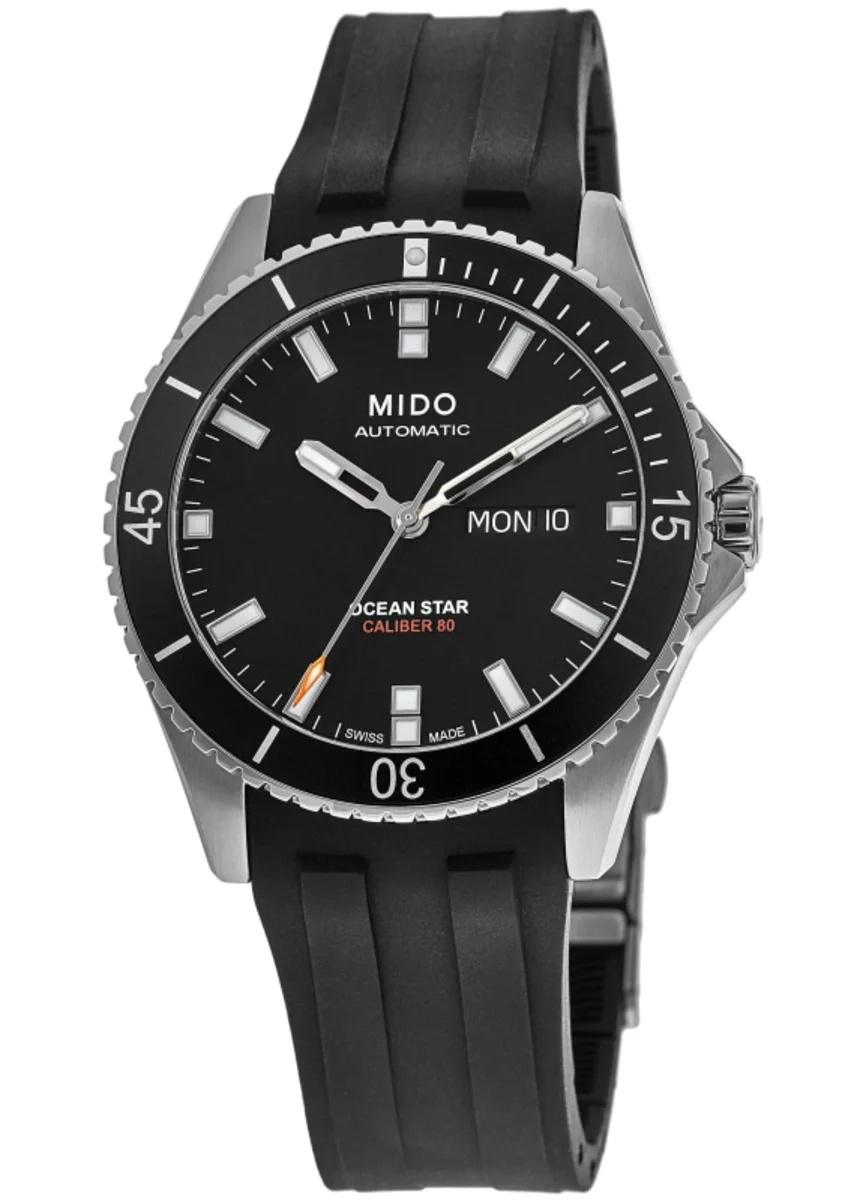 Ocean Star 200 Black Dial Rubber Strap Men's Watch M026.430.17.051.00