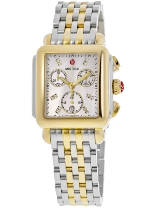 Deco Two-Tone 18K Gold Plated Diamond Dial Women's Watch MWW06A000779
