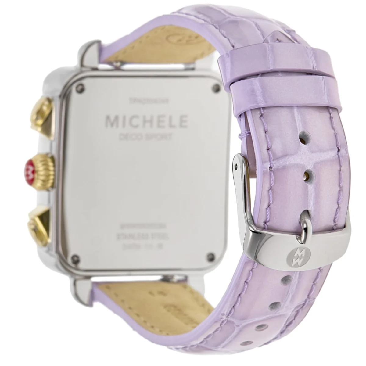 Deco Sport Chronograph Silver Dial Leather Strap Women's Watch MWW06K000064 - Image 4
