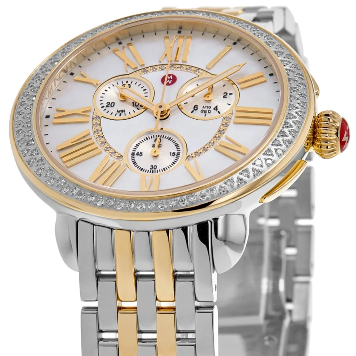 Serein Chronograph Mother of Pearl Dial Diamond Bezel Two-Tone Steel Women's Watch MWW21A000069 - Image 2