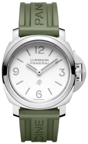 Luminor Base Logo Manual Winding White Dial Rubber Strap Men's Watch PAM01087