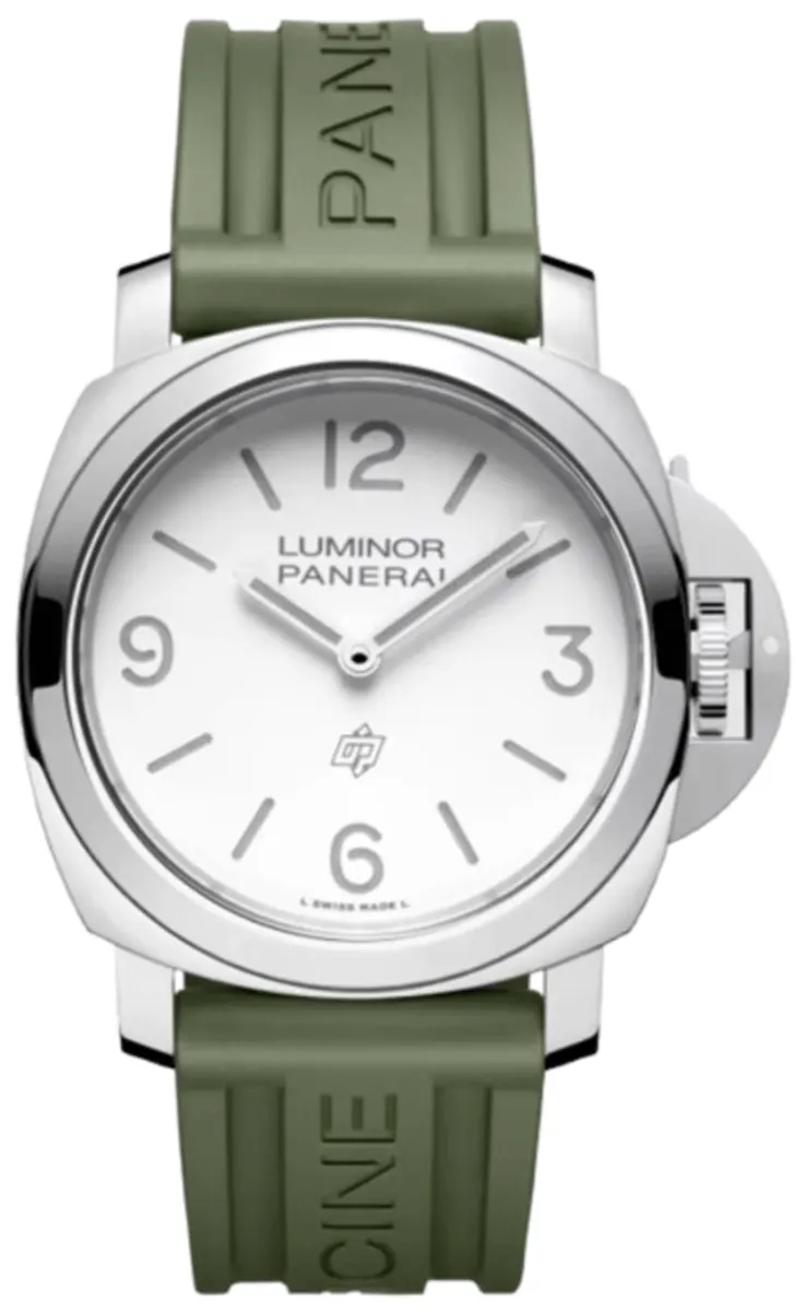 Luminor Base Logo Manual Winding White Dial Rubber Strap Men's Watch PAM01087