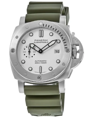 Submersible QuarantaQuattro Bianco White Dial Rubber Men's Watch PAM01226