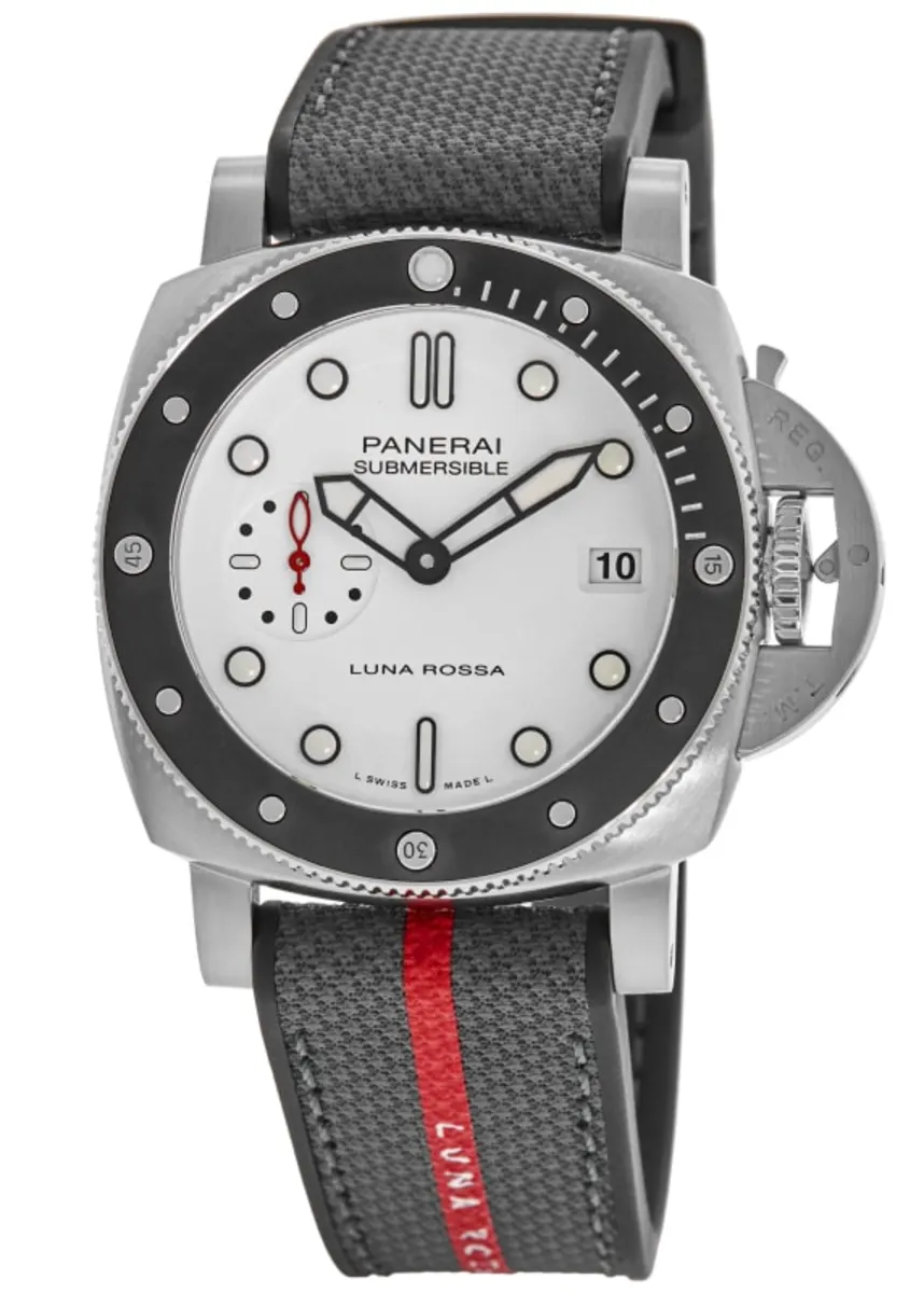 Submersible Luna Rossa Automatic White Dial Fabric Strap Men's Watch PAM01579